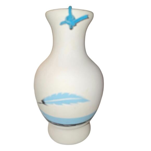 SOUTHWEST American Indian Hand Painted Baby‎ Blue SIGNED Pottery Vase 7.5" - Picture 1 of 8